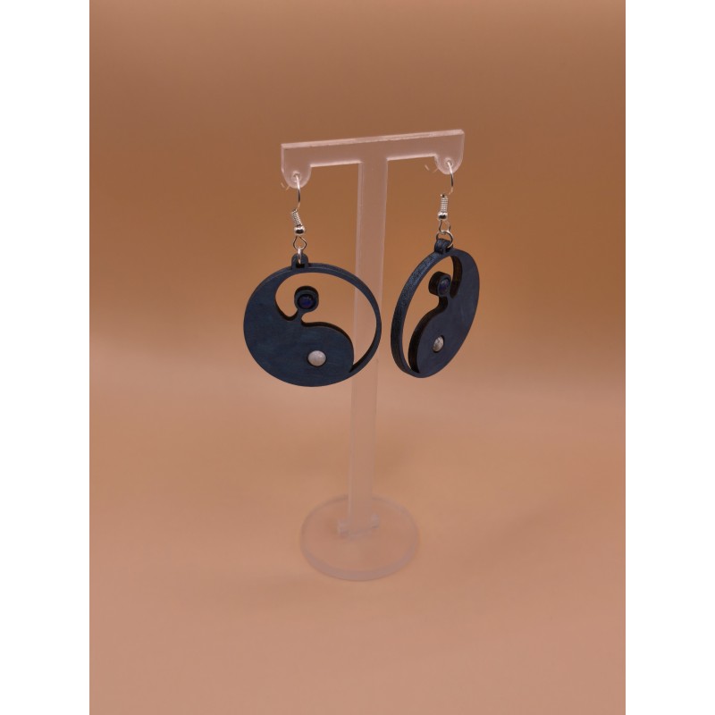 Boucle Yin et yang + pierres