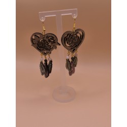 Boucle attrape rêve coeur nature + pierres