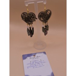 Boucle attrape rêve coeur nature + pierres